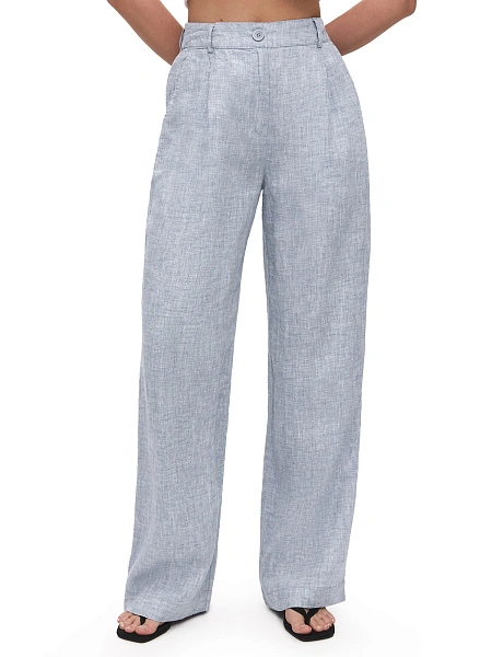 LINEN Брюки женские прямые, цвет серый меланж, фото 3