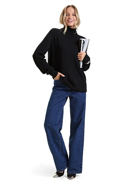 Свитер женский Cashmere&Merino blend oversize, цвет черный, фото 6