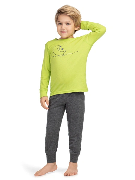 Пижама для мальчика-подростков из шерсти мериносов, цвет лайм, фото 3
