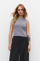 Топ трикотажный с кантом Серый меланж