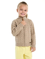Кардиган на молнии Super Fine Merino Wool для девочек Бежевый