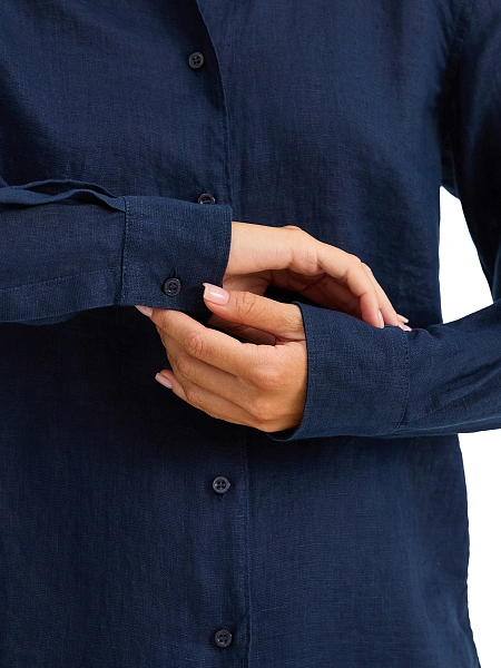 LINEN Рубашка женская slim, цвет темно-синий, фото 5