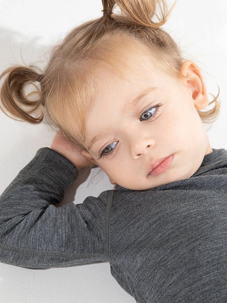 Термофутболка детская серии SOFT. Знак Woolmark, цвет серый меланж, фото 2