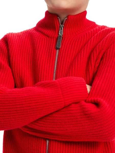 Кардиган шерстяной на молнии для мальчиков-подростков, цвет красный, фото 5
