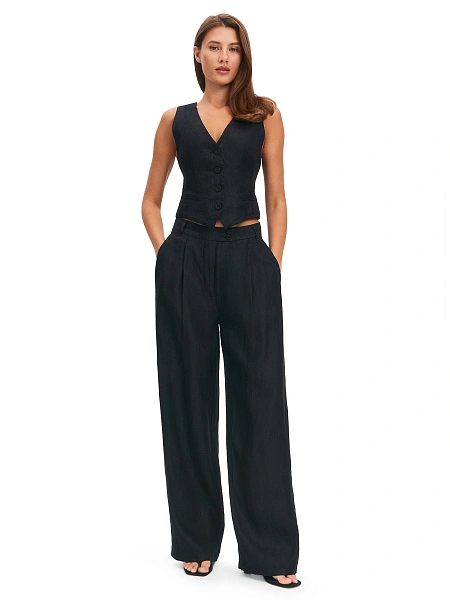 LINEN Жилет женский, цвет черный, фото 4