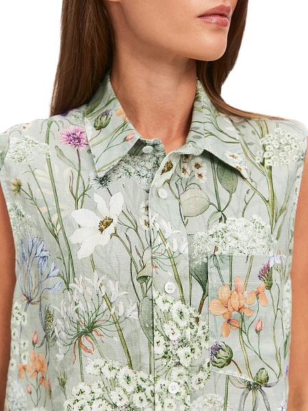 LINEN Блуза женская без рукавов, цвет паттерн flowers, фото 3