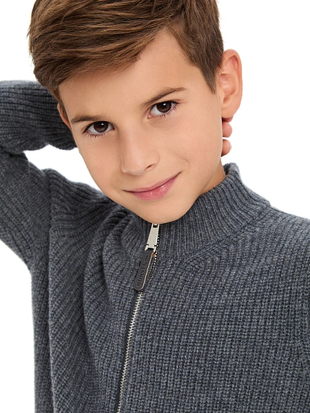 Кардиган шерстяной на молнии для мальчика, цвет графитовый, фото 3