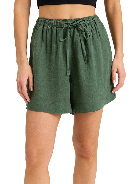 LINEN Шорты женские casual, цвет олива, фото 1
