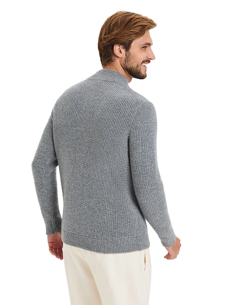 Кардиган мужской на молнии Merino Knitted, цвет пепельный меланж, фото 2