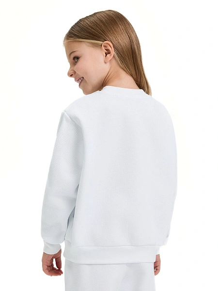 Свитшот детский для девочек ORGANOMICA Cotton, цвет белый, фото 4