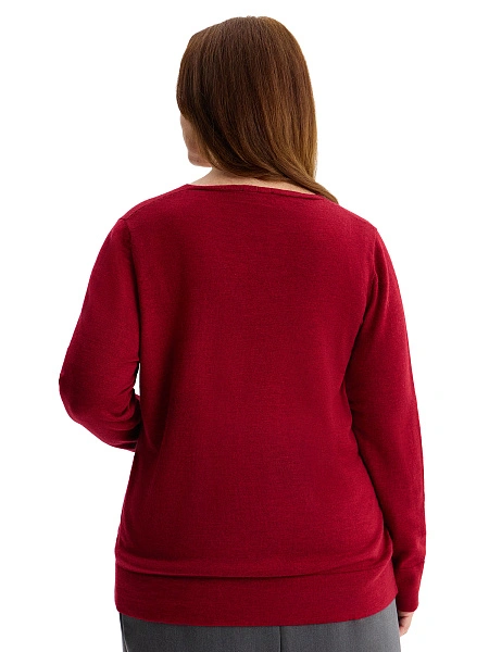 Merino Base Джемпер женский V-вырез plus size, цвет бордо, фото 2