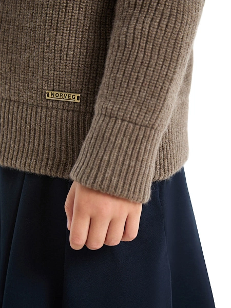 Кардиган из 100% шерсти мериноса на молнии для девочек, цвет коричневый, фото 4