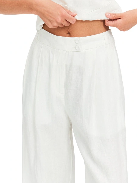 LINEN Брюки женские base, цвет белый, фото 5