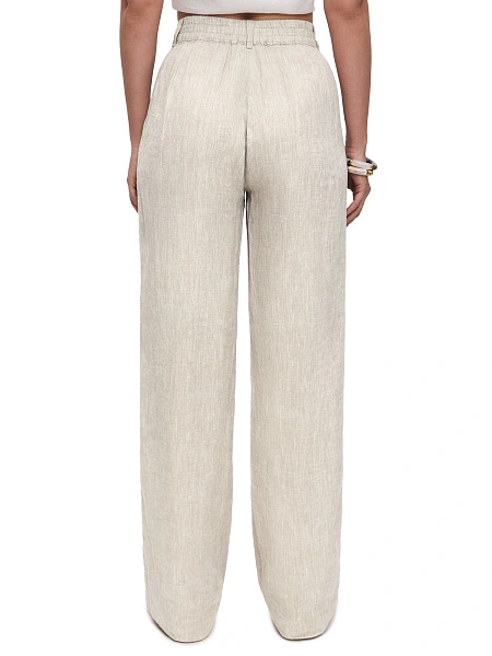 LINEN Брюки женские прямые, цвет бежевый меланж, фото 4