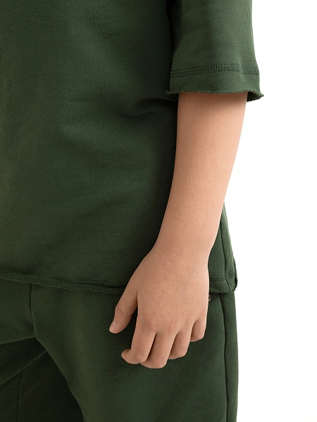 Футболка детская для мальчиков серии Cotton, цвет олива, фото 4