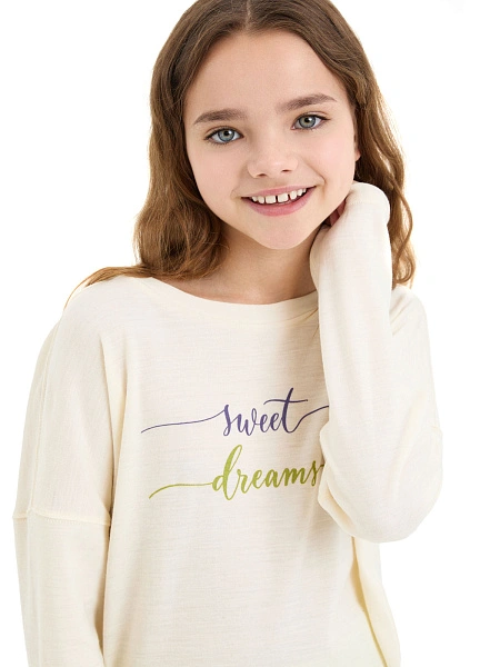 Пижама для девочки-подростка из шерсти мериносов, цвет салатовый, фото 4