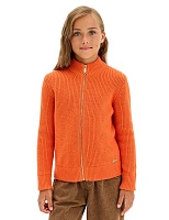 Кардиган из 100% шерсти мериноса на молнии для девочек Оранжевый коралл