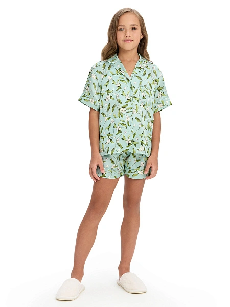 Пижама для девочки SILK (жакет+шорты), цвет принт ягоды, фото 1