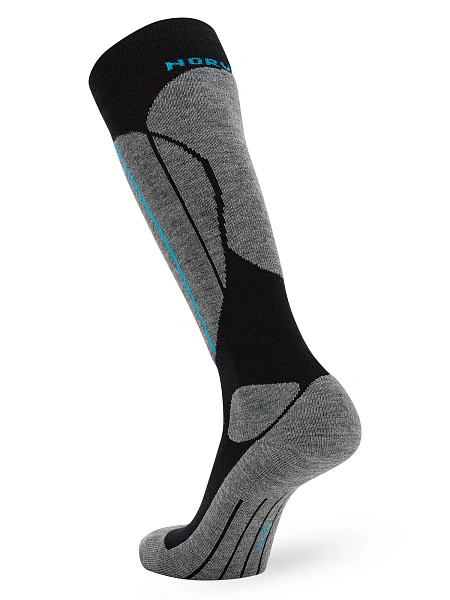 Термоноски детские ВЫСОКИЕ серии SPORT WOOL, цвет черный+серый, фото 3