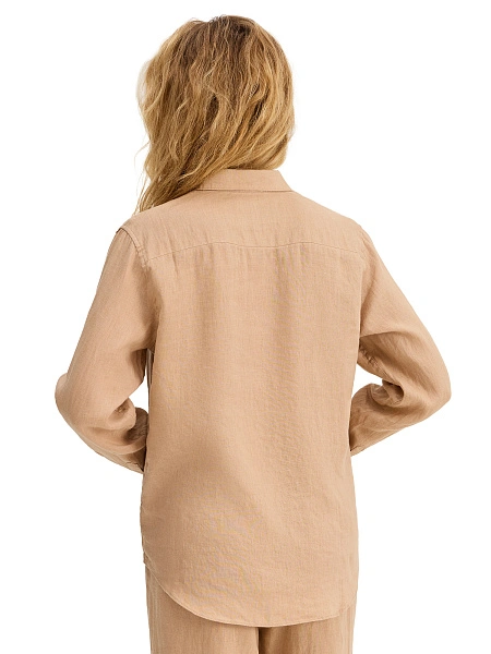 LINEN Рубашка женская slim, цвет песочный, фото 3