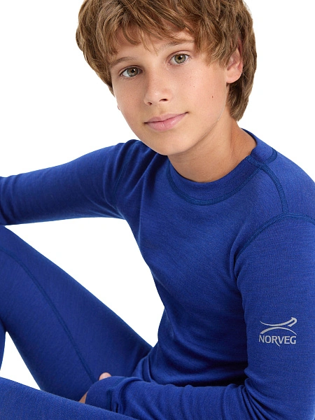Термофутболка для мальчиков-подростков серии SOFT. Знак Woolmark, цвет синий, фото 4