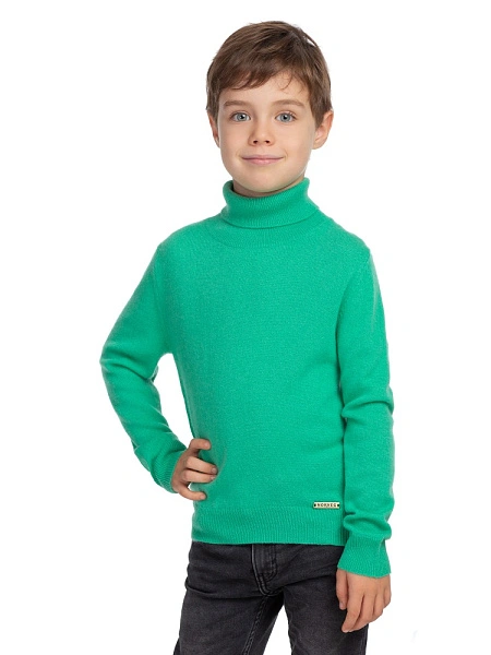 Свитер Cashmere детский для мальчика с высоким воротом, цвет мята, фото 1