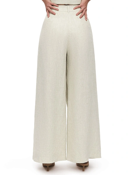 LINEN Брюки-палаццо женские, цвет бежевый меланж, фото 4