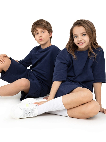 Футболка детская для девочек серии Cotton, цвет темно-синий, фото 6
