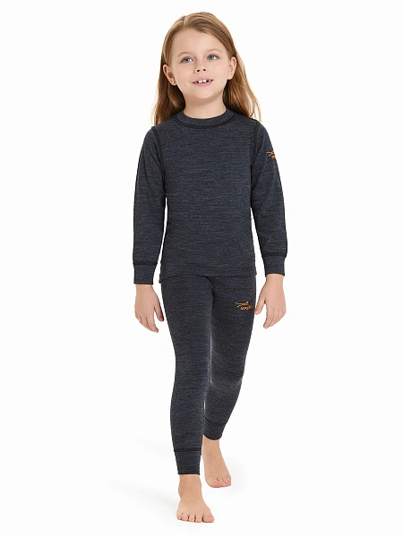 Термолеггинсы детские для девочек серии ACTIVE KIDS, двухслойное термобелье, цвет антрацит, фото 2