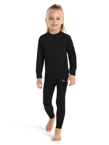 Термолеггинсы детские для девочек серии ACTIVE KIDS, двухслойное термобелье, цвет черный, фото 4