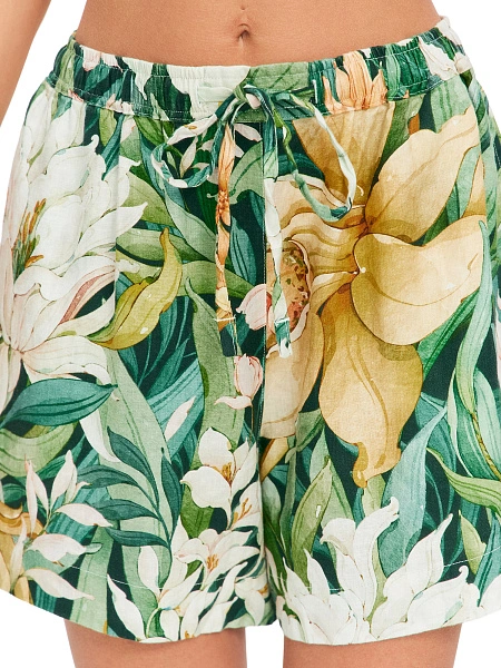 LINEN Шорты женские короткие, цвет паттерн tropical flowers, фото 3