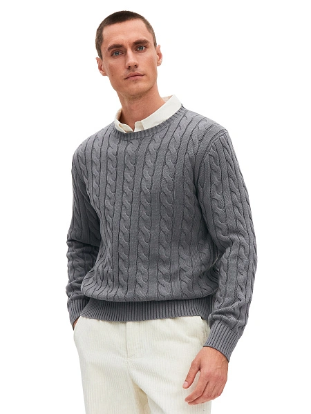 Джемпер Cotton мужской "косы", цвет графитовый, фото 1