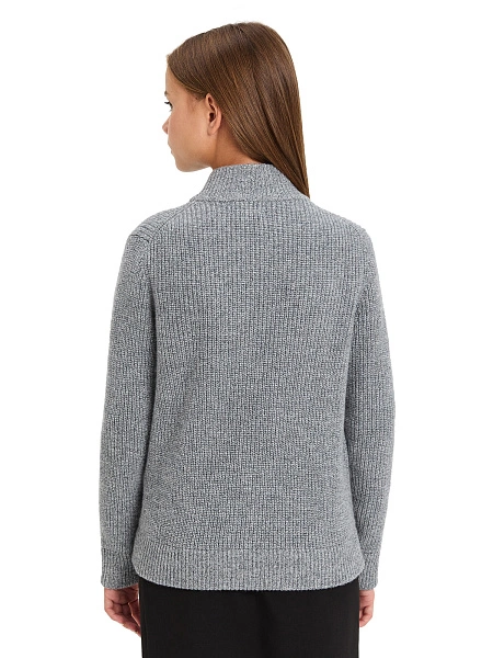 Кардиган из 100% шерсти мериноса на молнии для девочек-подростков, цвет пепельный меланж, фото 2