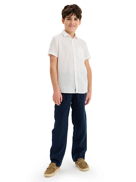 Рубашка для мальчика с коротким, цвет белый, фото 4
