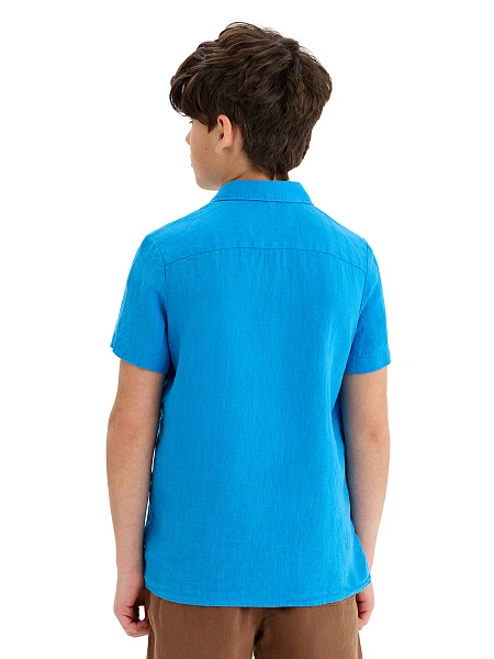 Рубашка для мальчика с коротким, цвет лазурный, фото 2