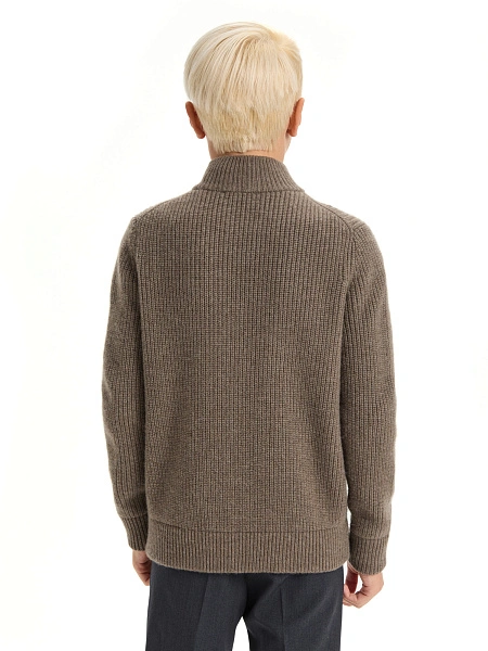 Кардиган шерстяной на молнии для мальчиков-подростков, цвет коричневый, фото 3