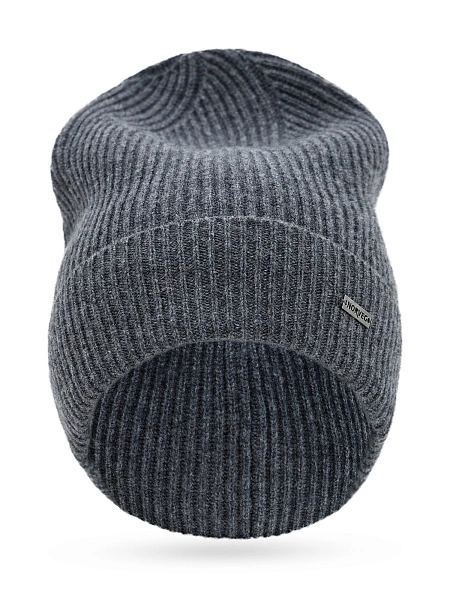 Шапка из шерсти с отворотом, цвет серый меланж, фото 2