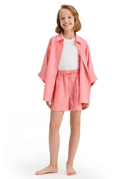 LINEN Шорты для девочки, цвет светло-розовый, фото 5