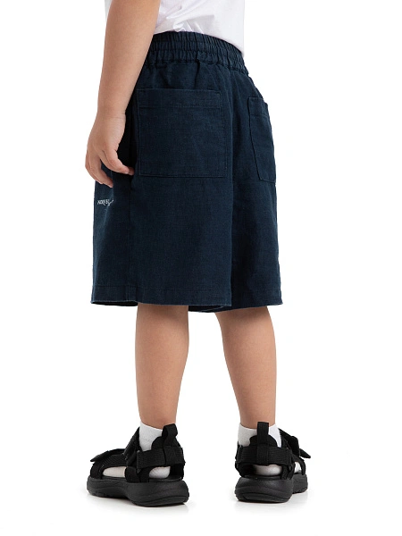 Шорты-бермуды из 100% льна для мальчиков, цвет темно-синий, фото 4