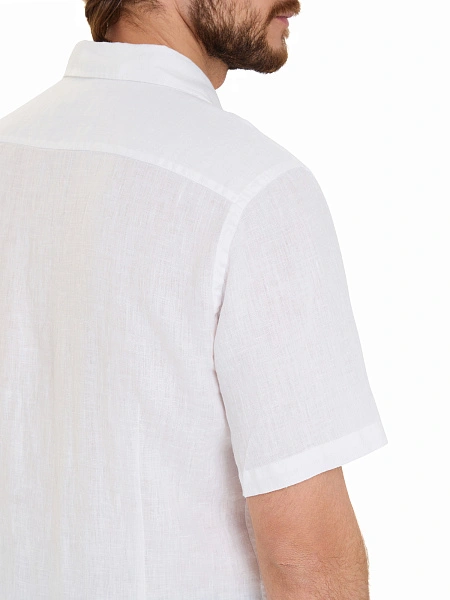 Рубашка мужская серии LINEN с коротким рукавом, цвет белый, фото 5