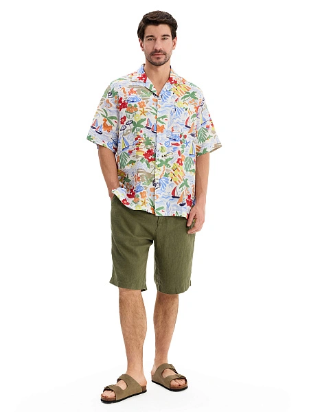 Мужская рубашка LINEN из умягченного льна, цвет паттерн vacation, фото 5