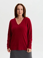 Merino Base Джемпер женский V-вырез plus size Бордо