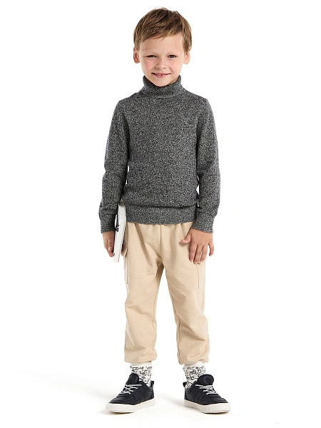 Свитер Cash Touch детский для мальчиков, цвет черно-белый меланж, фото 5