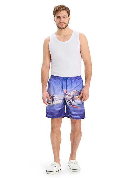 Swimwear Шорты мужские, цвет ярко-синий паттерн surf острова, фото 1