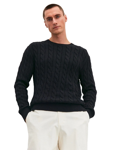 Джемпер Cotton мужской "косы", цвет черный, фото 1