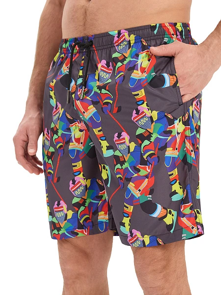Swimwear Шорты мужские, цвет антрацит паттерн хоккей, фото 4