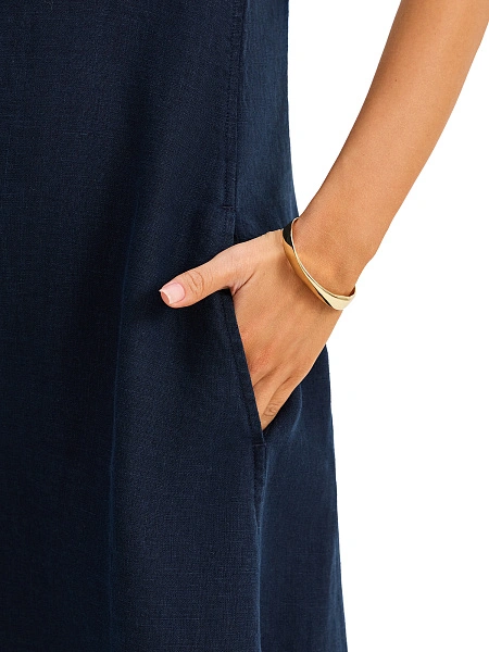 LINEN Платье женское, цвет темно-синий, фото 4