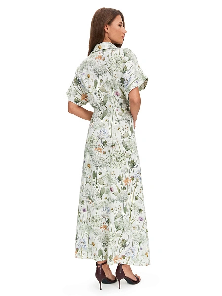 LINEN Платье женское, цвет белый, паттерн flowers, фото 2