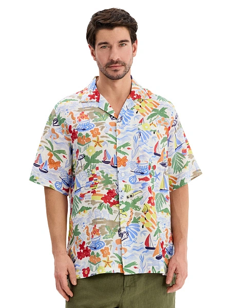 Мужская рубашка LINEN из умягченного льна, цвет паттерн vacation, фото 1