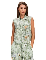 LINEN Блуза женская без рукавов Паттерн Flowers